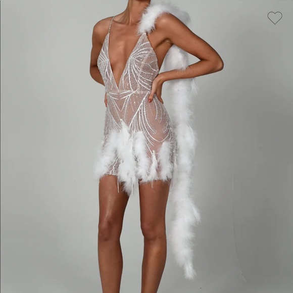 Dresses & Skirts - The dolls house-PEARLA DRESS - mini embellished feather dress